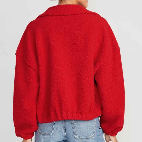 - NWT OLD NAVY Oversized Full-Zip Sherpa Pullover Color: Robbie Red - Picture 3 of 6